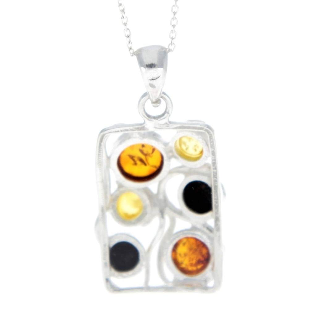 925 Sterling Silver & Baltic Amber Large Classic Pendant - 1810