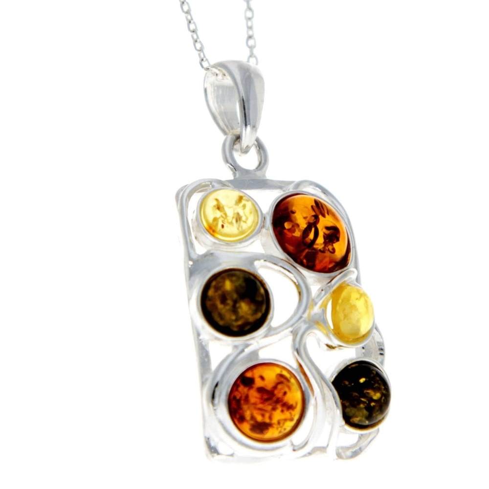 925 Sterling Silver & Baltic Amber Large Classic Pendant - 1810