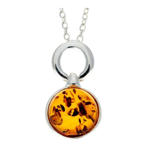 925 Sterling Silver & Baltic Amber Small Classic Pendant - GL388