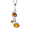 Load image into Gallery viewer, 925 Sterling Silver &amp; Baltic Amber Modern 3 Stone Pendant - M374