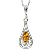 925 Sterling Silver & Baltic Amber Modern Pendant - M380