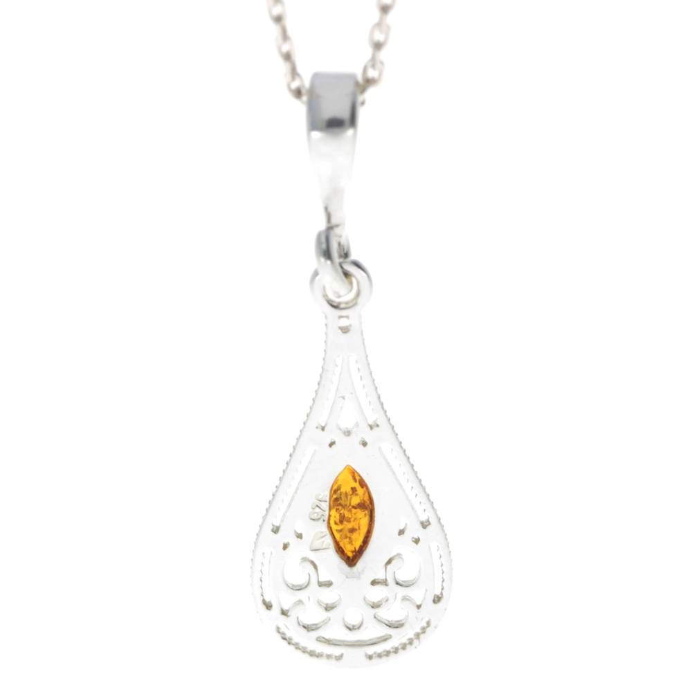 925 Sterling Silver & Baltic Amber Modern Pendant - M380