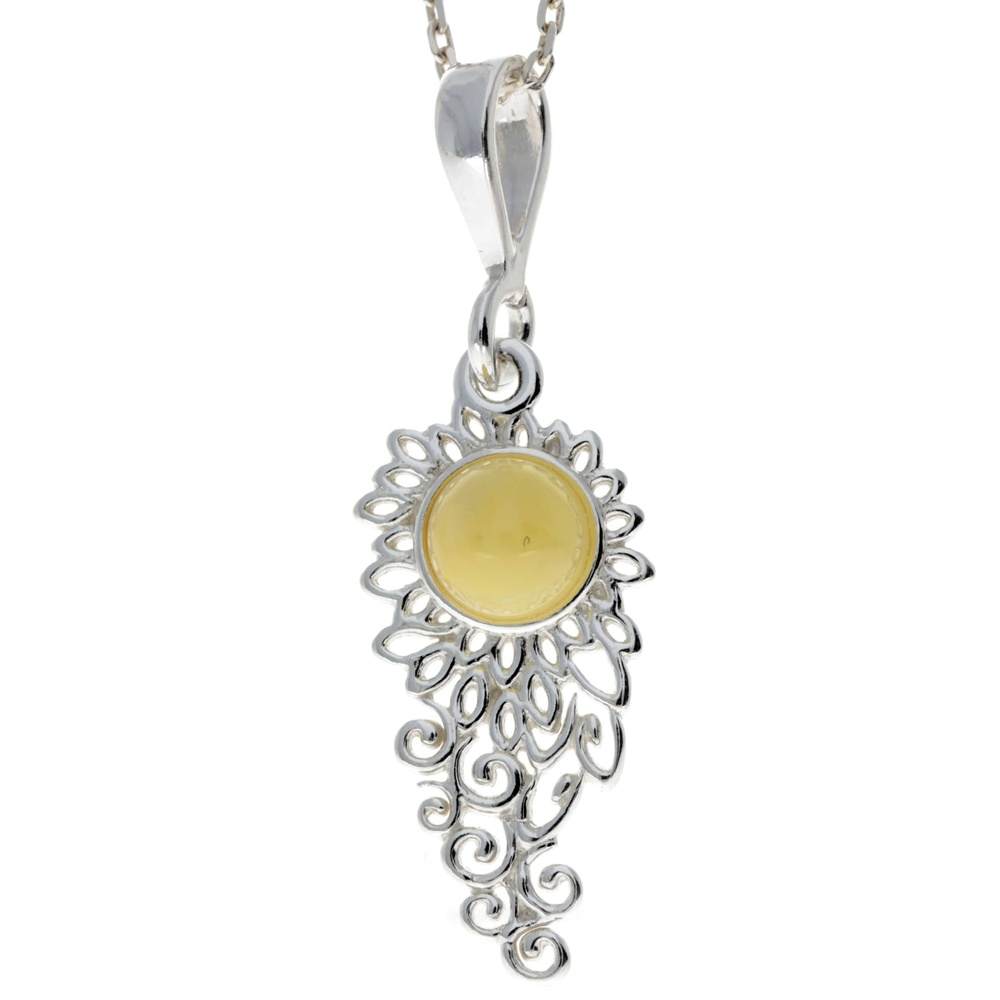 925 Sterling Silver & Baltic Amber Modern Pendant - M394