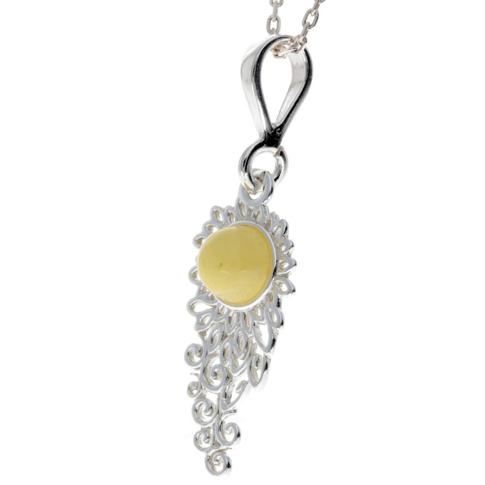 925 Sterling Silver & Baltic Amber Modern Pendant - M394