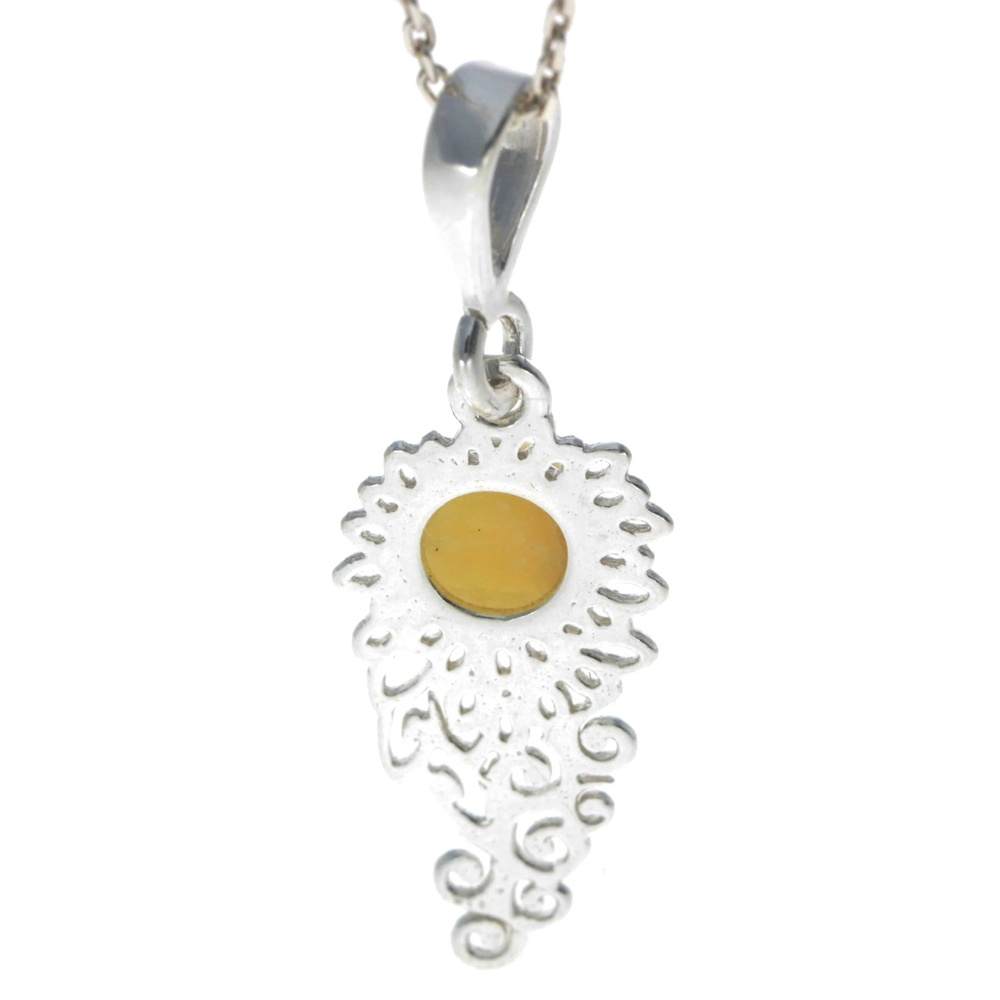 925 Sterling Silver & Baltic Amber Modern Pendant - M394