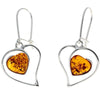 925 Sterling Silver & Genuine Baltic Amber Large Hearts Earrings - GL127