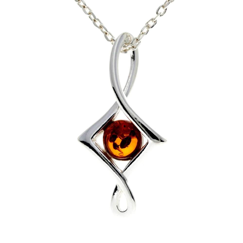 925 Sterling Silver & Baltic Amber Modern Pendant - GL2027