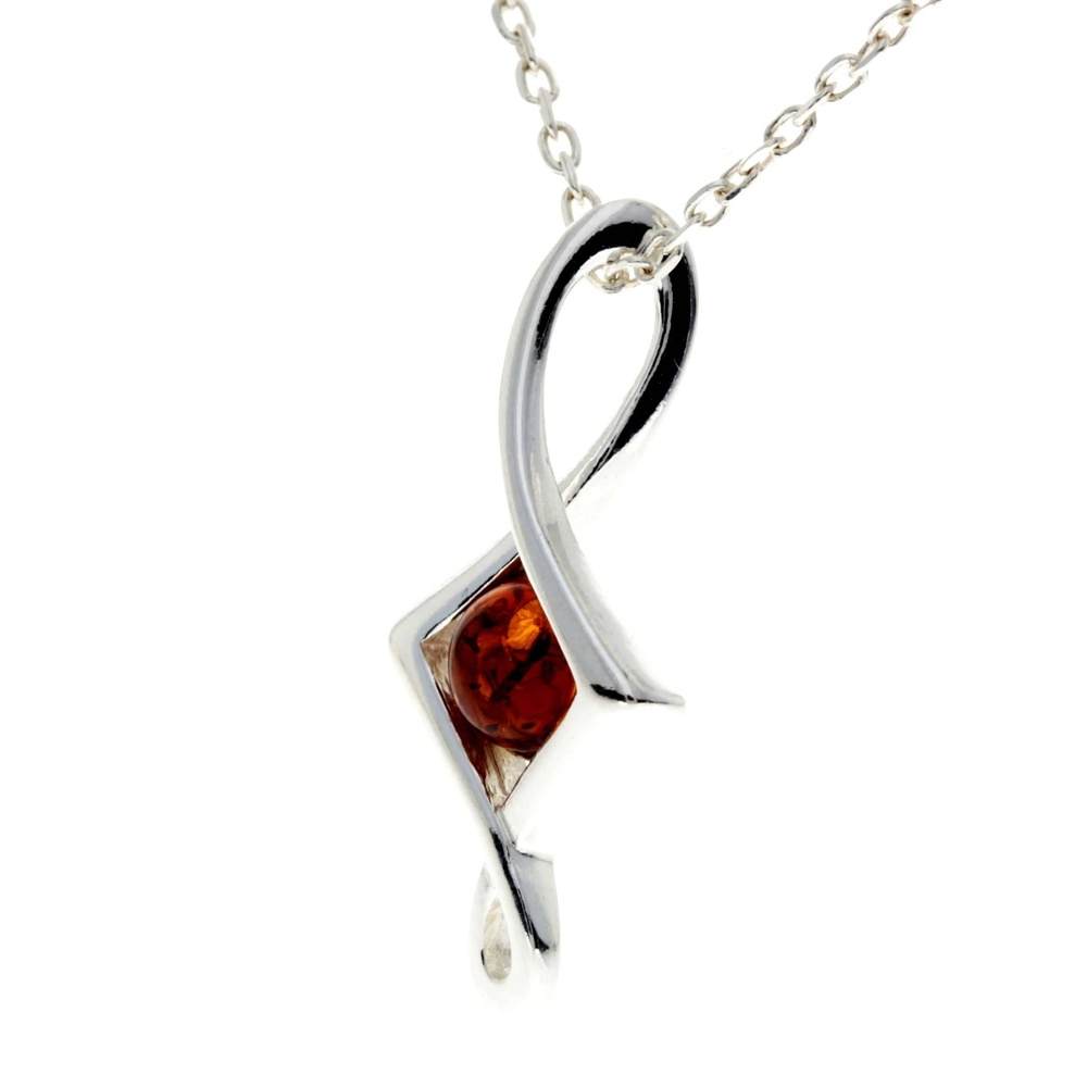 925 Sterling Silver & Baltic Amber Modern Pendant - GL2027