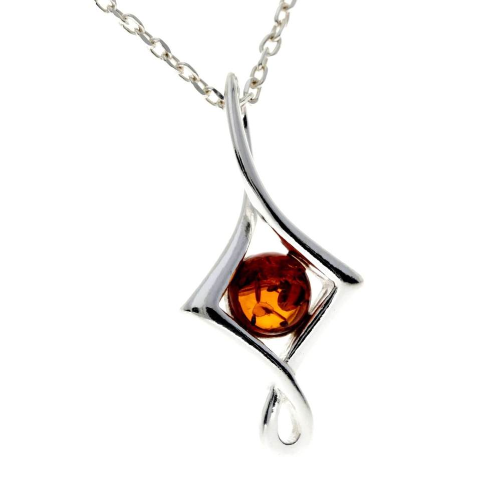 925 Sterling Silver & Baltic Amber Modern Pendant - GL2027
