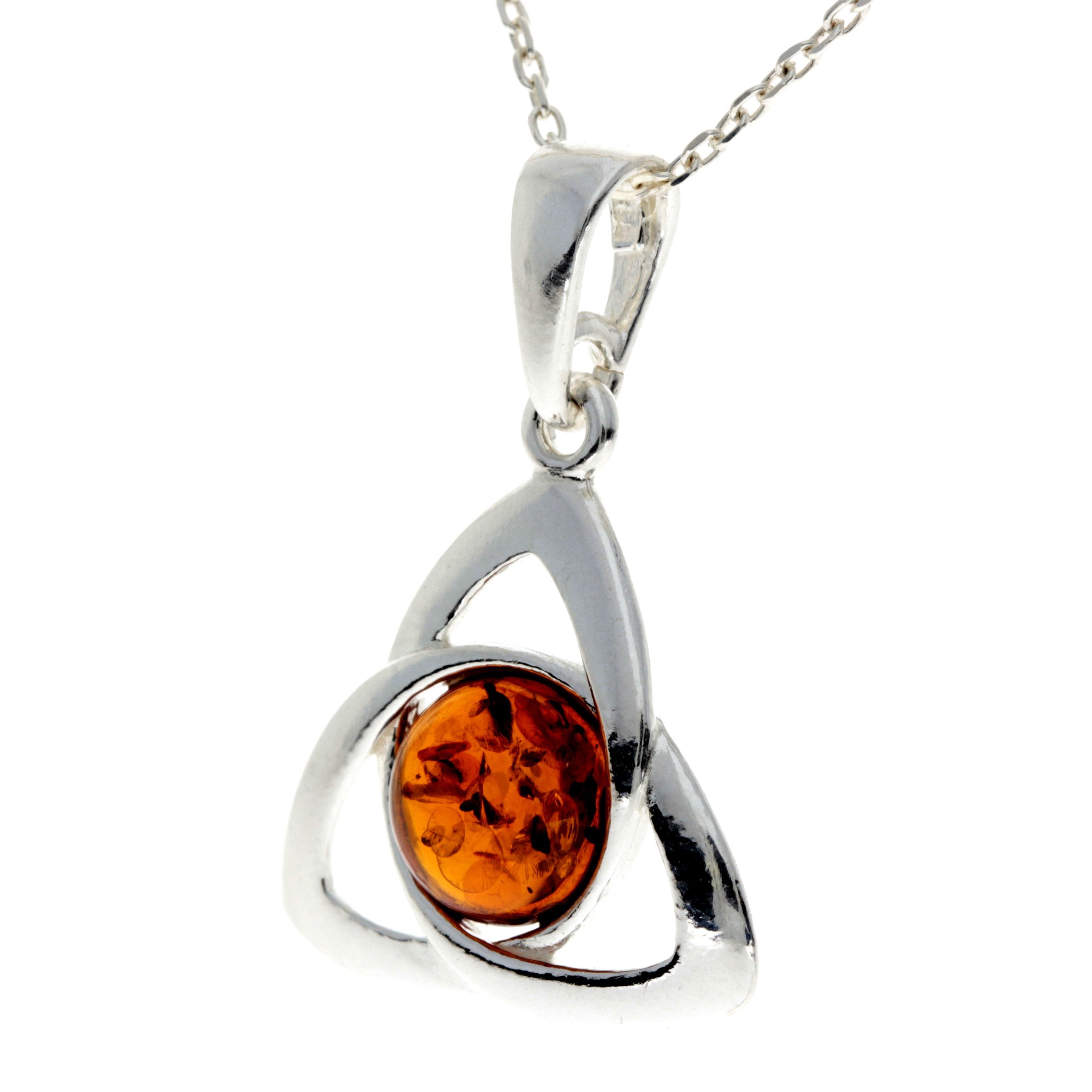 925 Sterling Silver & Baltic Amber Classic Celtic Pendant - GL2028