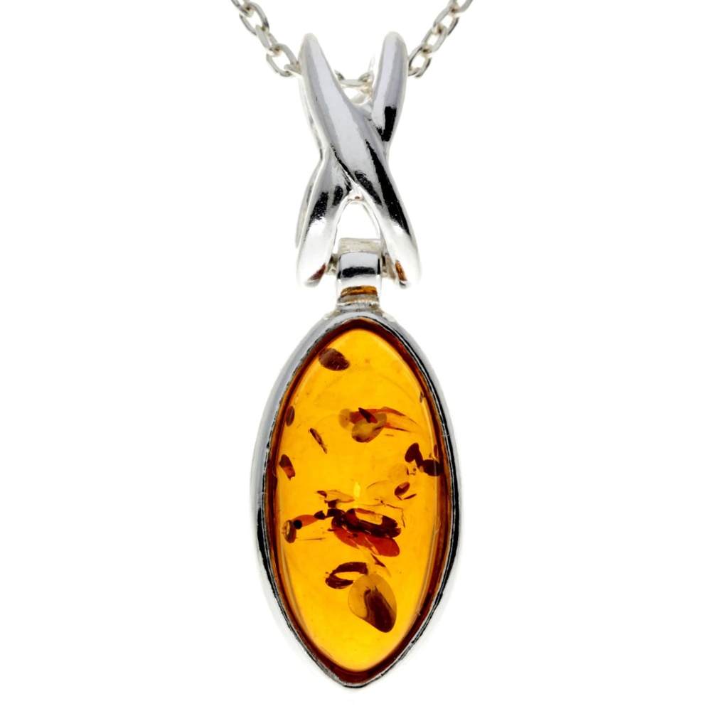 925 Sterling Silver & Baltic Amber Celtic Pendant - GL278