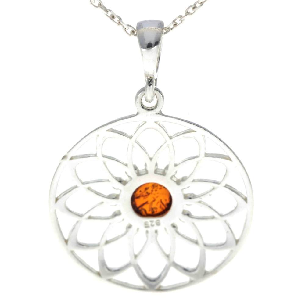 925 Sterling Silver & Baltic Amber Celtic Pendant - GL2005S