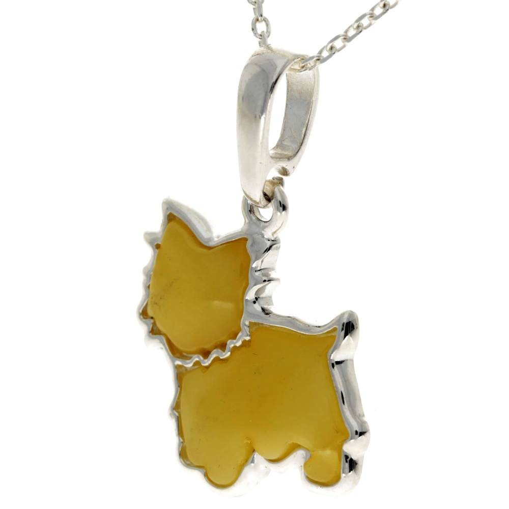 925 Sterling Silver & Baltic Amber Westie - Scotty Dog - AD218