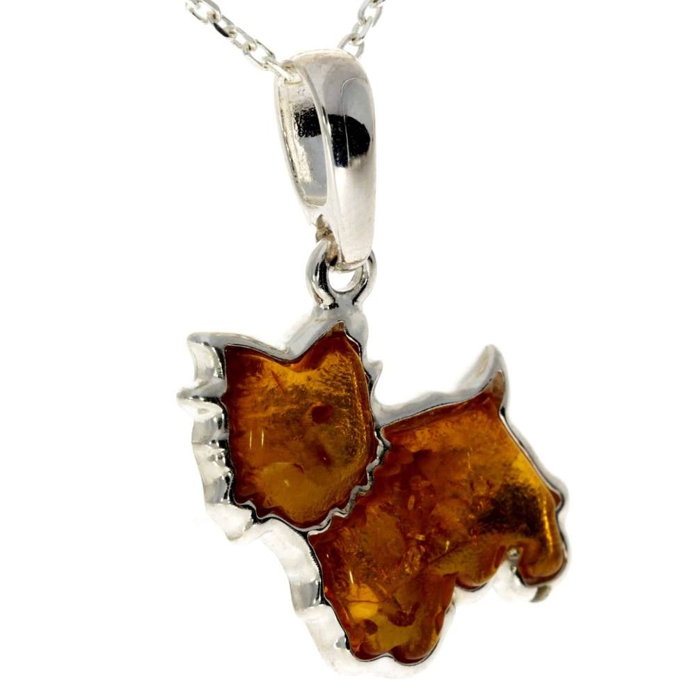 925 Sterling Silver & Baltic Amber Westie - Scotty Dog - AD218