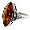 925 Sterling Silver & Genuine Baltic Amber Celtic Ring - GL736