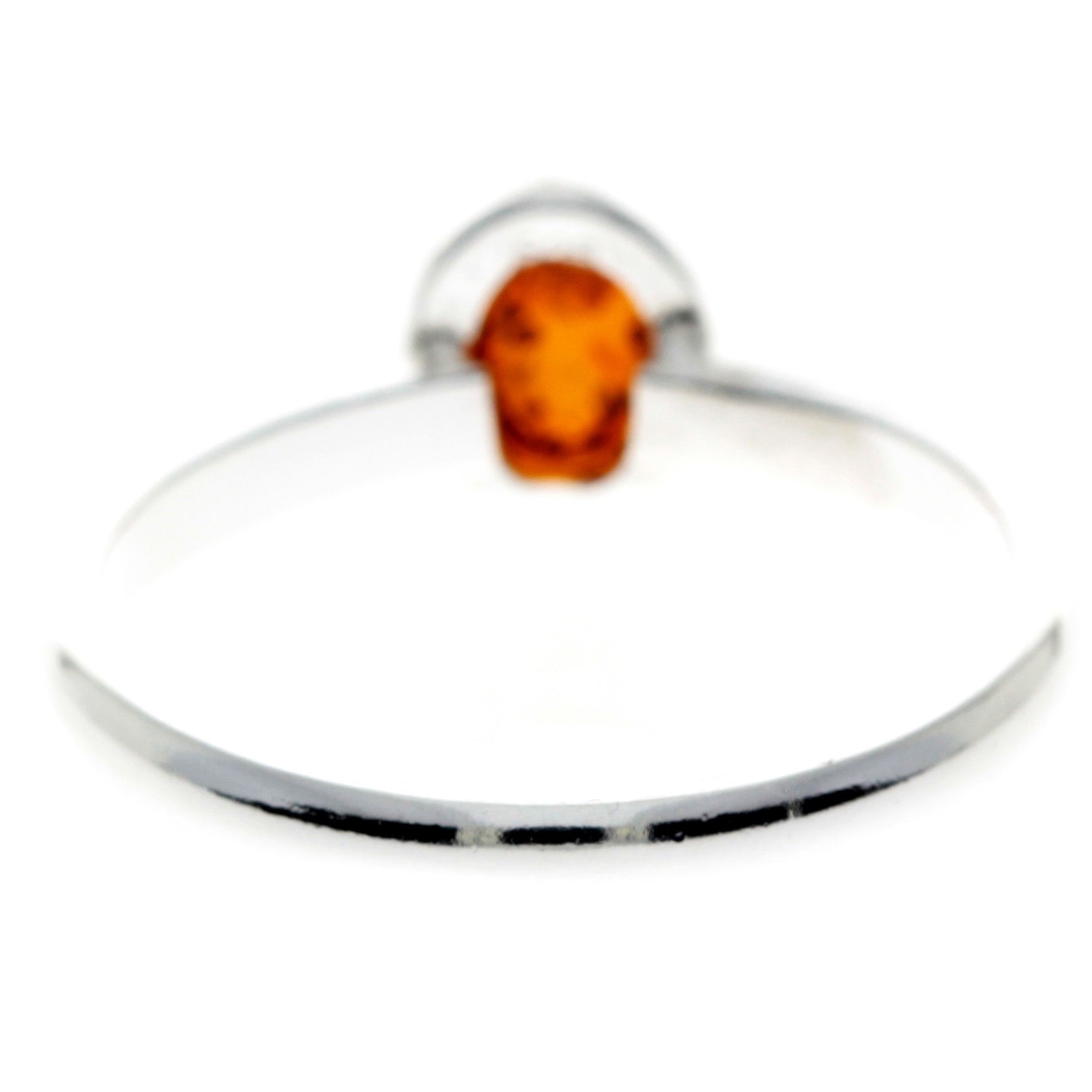 925 Sterling Silver & Baltic Amber Round Classic Ring - 7481