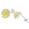 925 Sterling Silver & Genuine Baltic Amber Classic Round Studs Earrings - M648