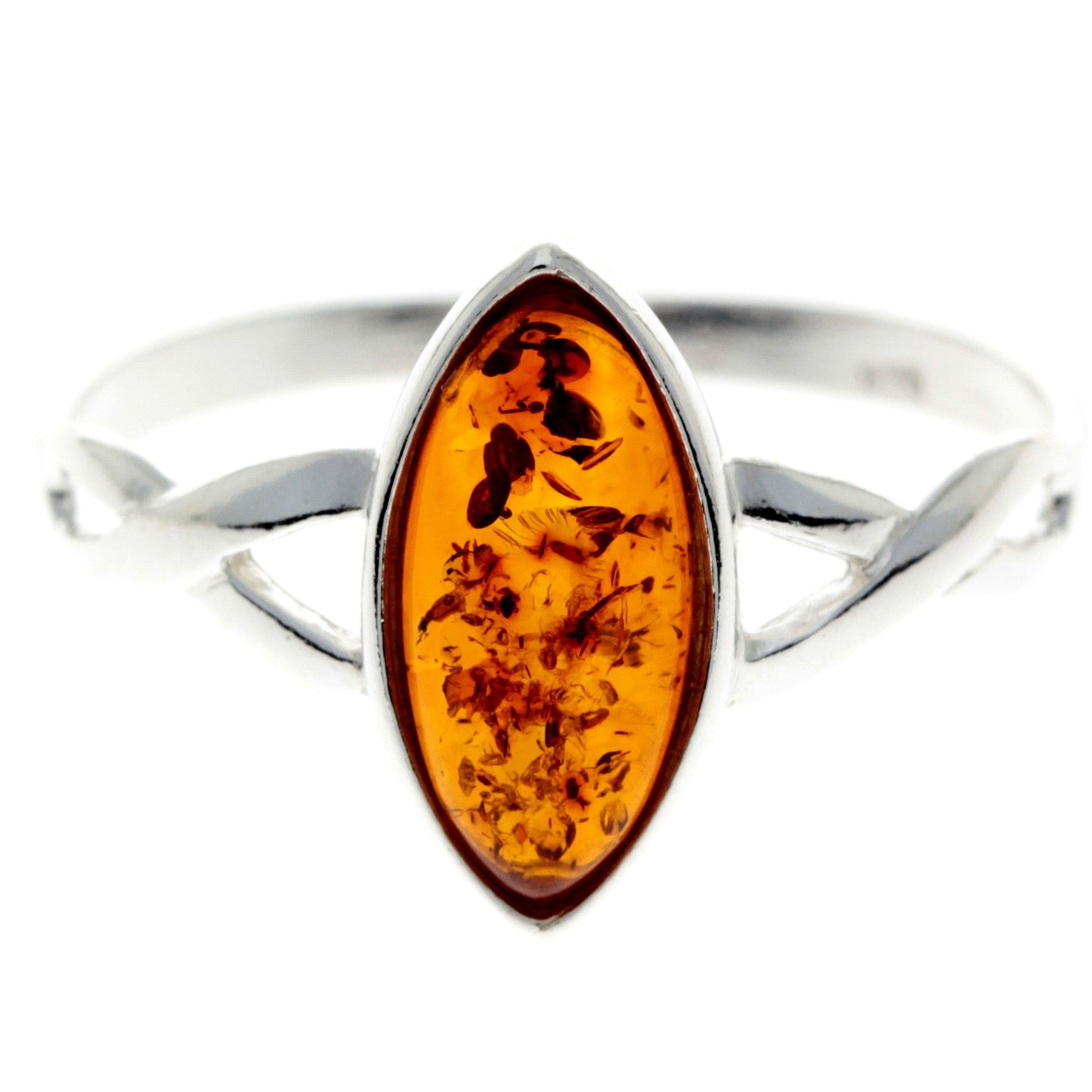 925 Sterling Silver & Baltic Amber Celtic Classic Ring - GL420