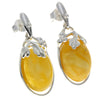 925 Sterling Silver & Genuine Baltic Amber Large Drop Earrings - GL190