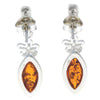 925 Sterling Silver & Genuine Baltic Amber Drop Classic Earrings - GL182