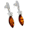 925 Sterling Silver & Genuine Baltic Amber Drop Classic Earrings - GL182