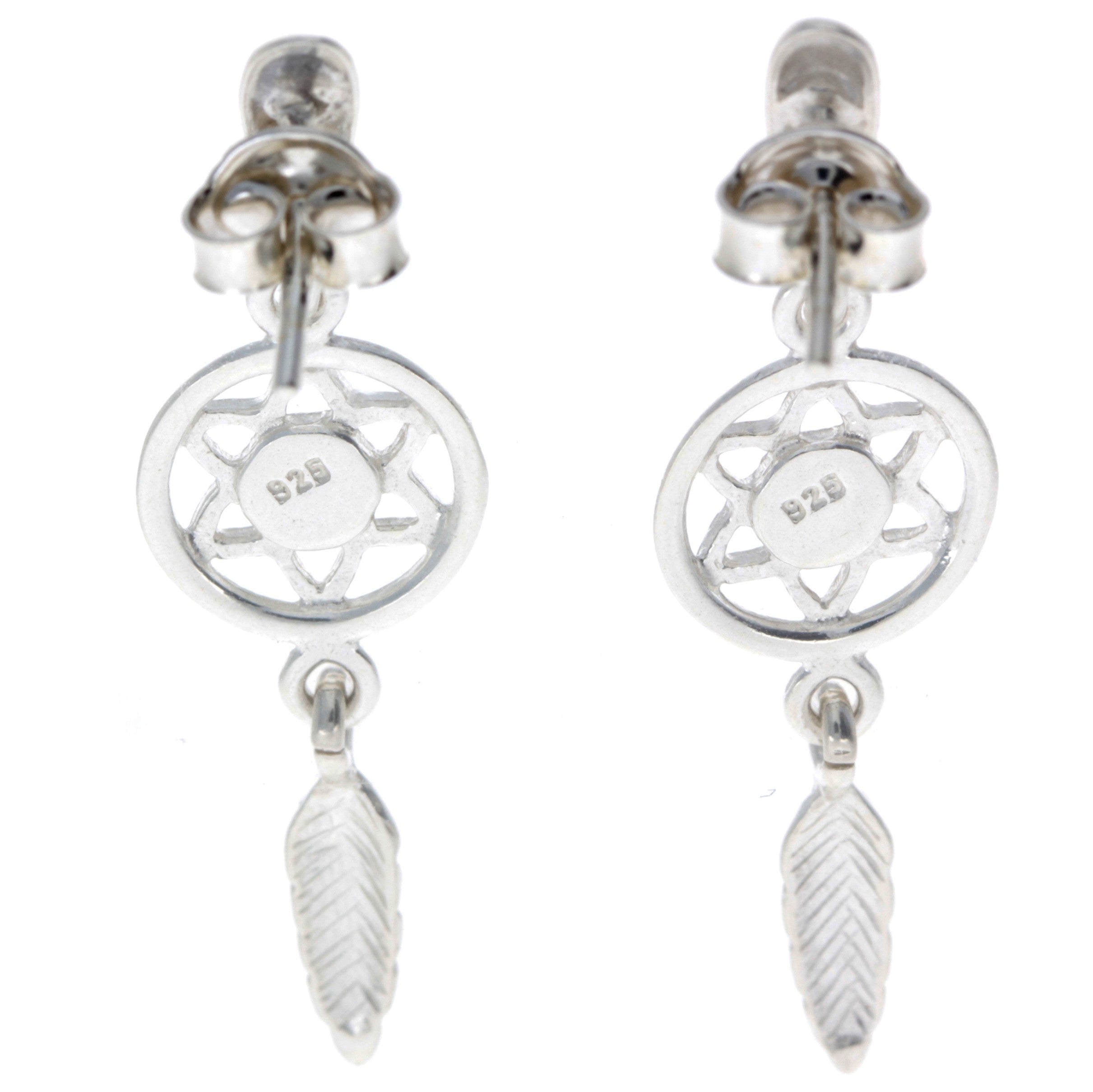 925 Sterling Silver & Baltic Amber Dreamcatcher Drop Earrings - GL183