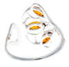 925 Sterling Silver & Genuine Baltic Amber Adjustable Modern Ring - GL716