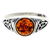 925 Sterling Silver & Genuine Baltic Amber Celtic Ring - AR5