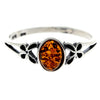 Load image into Gallery viewer, 925 Sterling Silver &amp; Genuine Oval Baltic Amber Ring with Butterfly - AR7