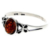 Load image into Gallery viewer, 925 Sterling Silver &amp; Genuine Oval Baltic Amber Ring with Butterfly - AR7