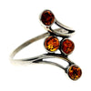 925 Sterling Silver & Genuine Baltic Amber Multi Stones Modern Ring - 7355