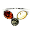 Load image into Gallery viewer, 925 Sterling Silver &amp; Baltic Amber 3 Stone Classic Ring