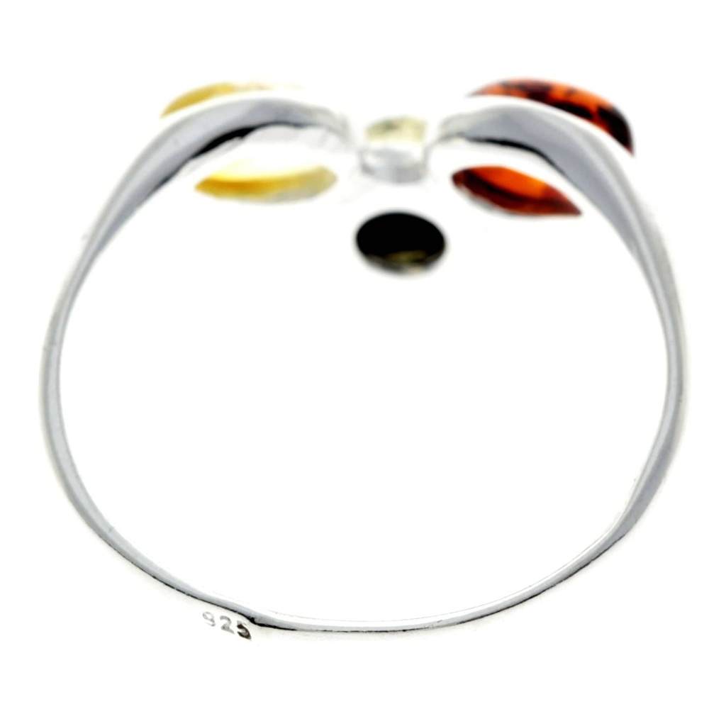 925 Sterling Silver & Baltic Amber 3 Stone Classic Ring