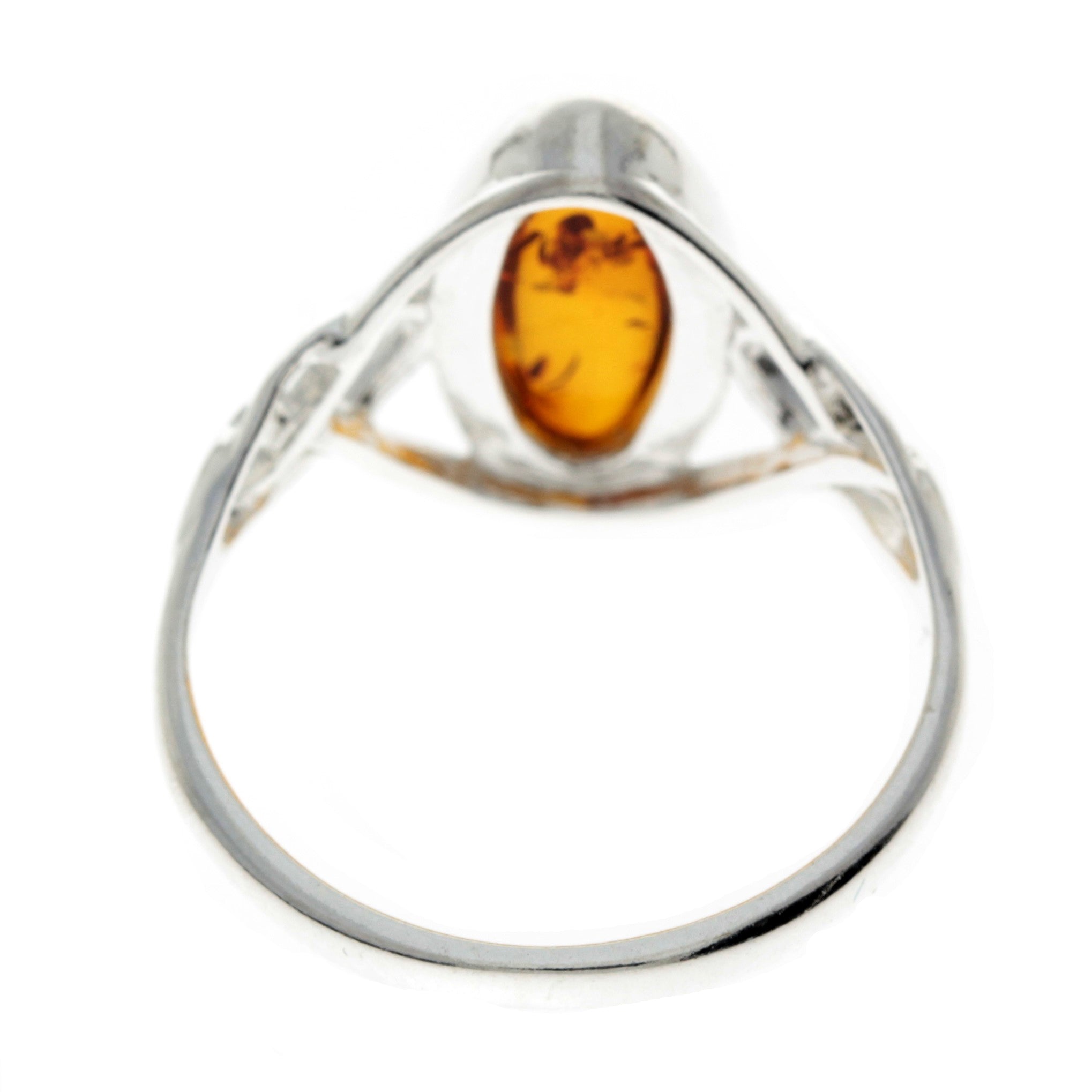 925 Sterling Silver & Baltic Amber Celtic Ring - GL452