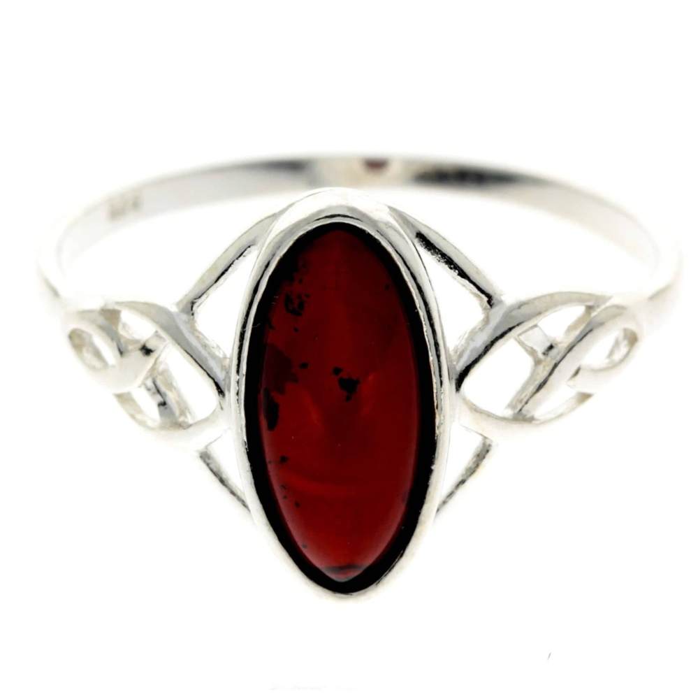 925 Sterling Silver & Baltic Amber Celtic Ring - GL452