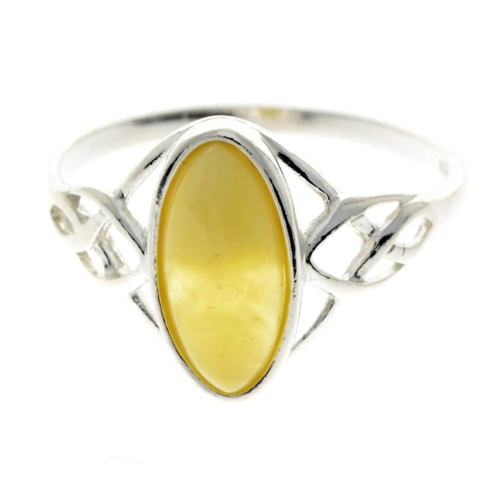 925 Sterling Silver & Baltic Amber Celtic Ring - GL452