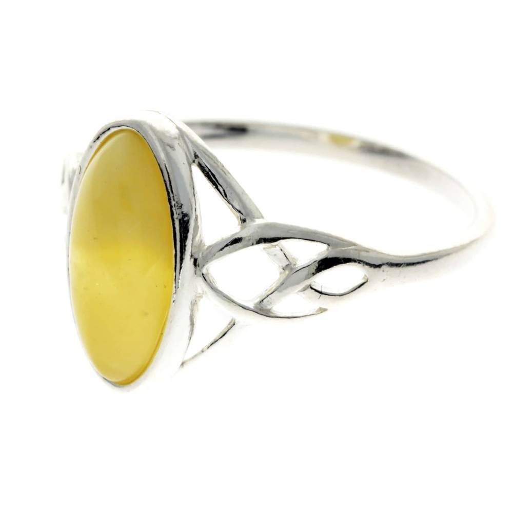 925 Sterling Silver & Baltic Amber Celtic Ring - GL452