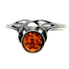 925 Sterling Silver & Baltic Amber Round Celtic Ring