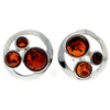 925 Sterling Silver & Genuine Baltic Amber Multi Stones Studs Earrings - M651