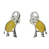 925 Sterling Silver & Baltic Amber Elephant Stud Earrings - GL176