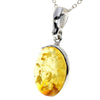 925 Sterling Silver & Genuine Baltic Amber Classic Oval Pendant - AX203
