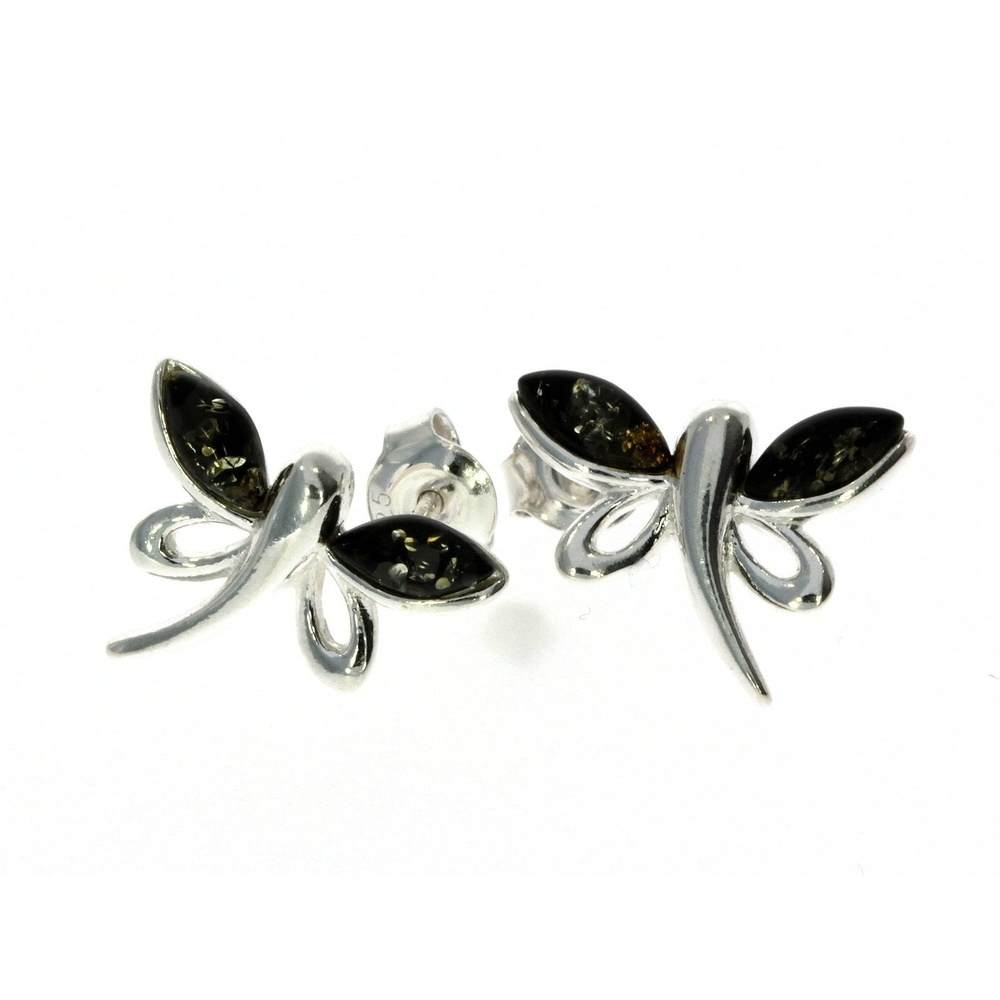 925 Sterling Silver & Baltic Amber Butterfly Stud Earrings GL146