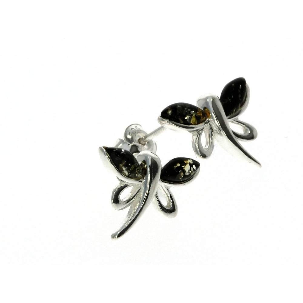 925 Sterling Silver & Baltic Amber Butterfly Stud Earrings GL146