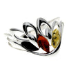 925 Sterling Silver & Genuine Baltic Amber Angel Wing Ring - GL738