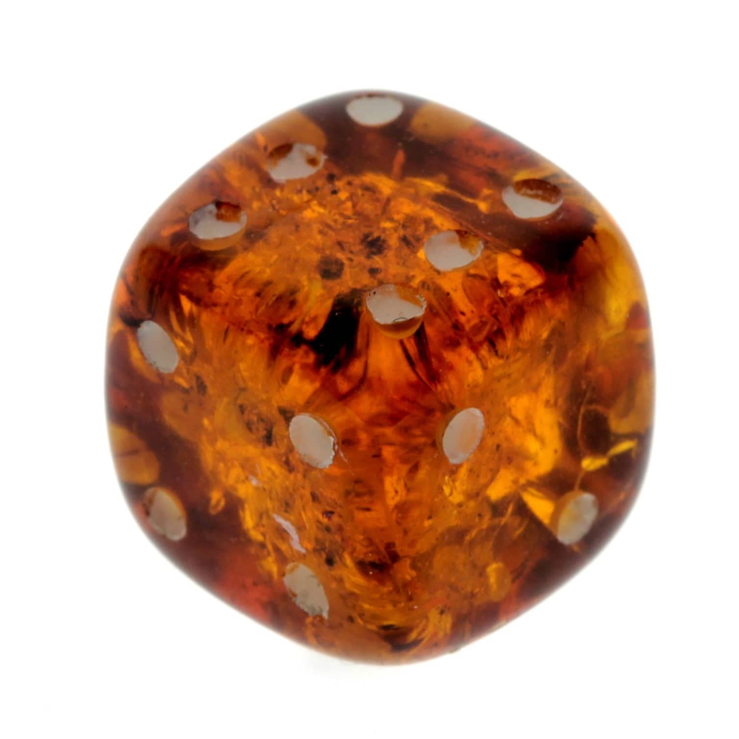 Genuine Baltic Amber Handmade Carving - Cube Dice with rounded corners - Ideal Men Gift