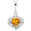 Load image into Gallery viewer, 925 Sterling Silver &amp; Genuine Baltic Amber Round Stone Modern Pendant - M2009