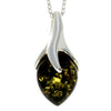 Load image into Gallery viewer, 925 Sterling Silver &amp; Genuine Baltic Amber Teardrop Modern Pendant - GL281