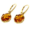 925 Sterling Silver 22 Carat Gold Plated with Genuine Baltic Amber Drop Earrings - MG003