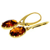 925 Sterling Silver 22 Carat Gold Plated with Genuine Baltic Amber Drop Earrings - MG004