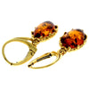 925 Sterling Silver 22 Carat Gold Plated with Genuine Baltic Amber Drop Earrings - MG004